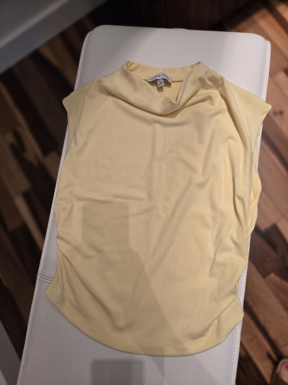 Gianni Bini Pale Yellow Sleeveless Drape Neck Tank